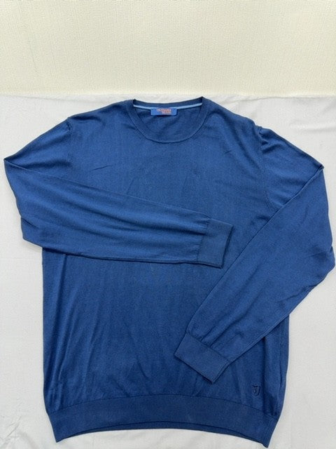 Trussardi Jeans Men's Navy XXL Cotton Crewneck Sweater Italy Knit