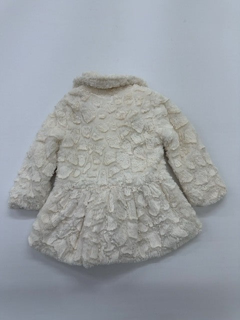 Calvin Klein Jeans Boys Ivory Faux Fur Coat 3T Button Closure