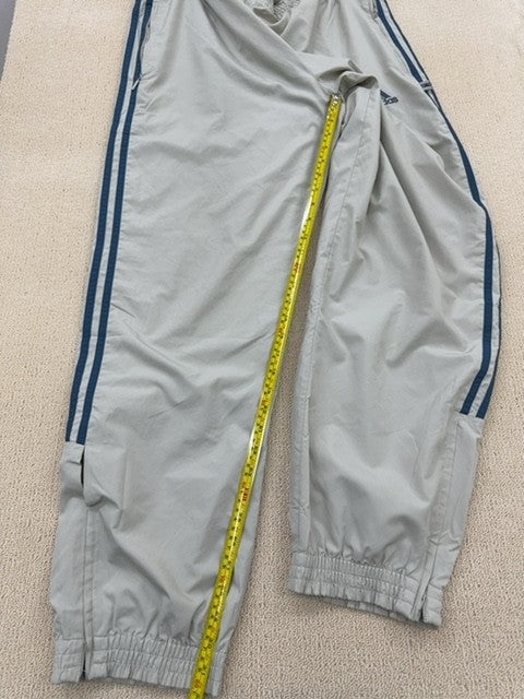 Adidas Men's Grey Track Pants L Open Hem 3-Stripes