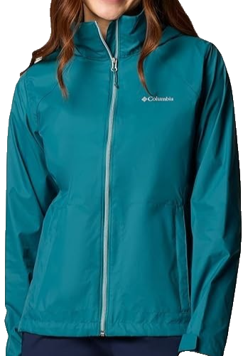 Columbia Women's Teal Waterproof Hooded Rain Jacket Long Length Size XL