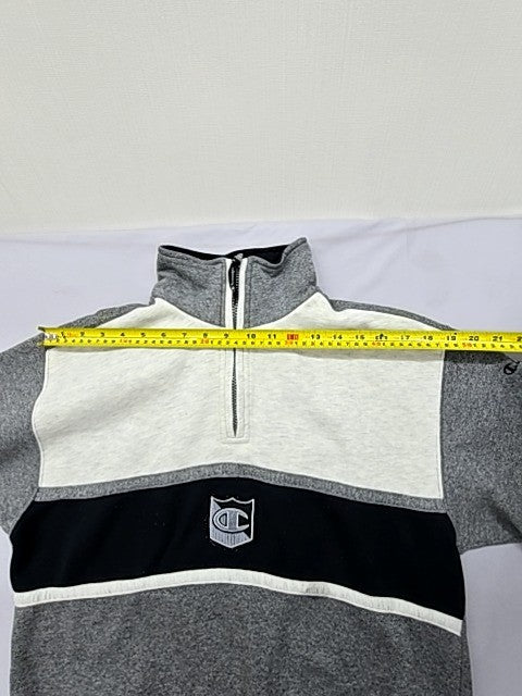 Champion Grey Half-Zip Hoodie Men's S Fleece Mock Neck Regular Fit