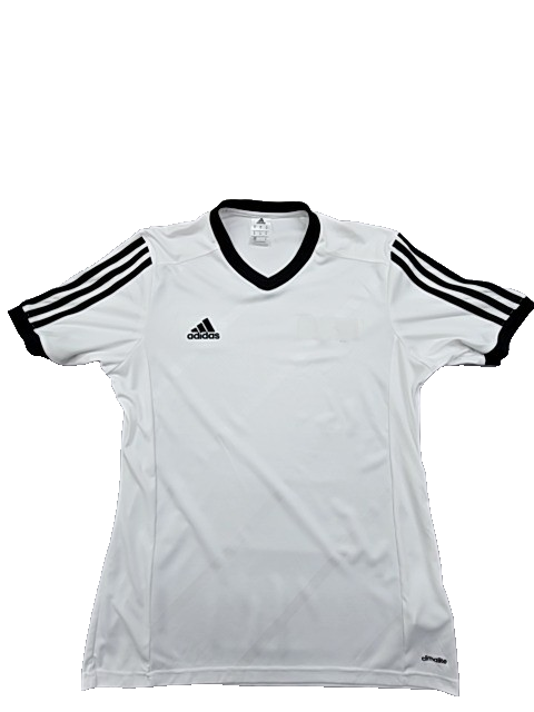 Adidas Unisex White Striped Soccer Jersey V-Neck Short Sleeve Size M