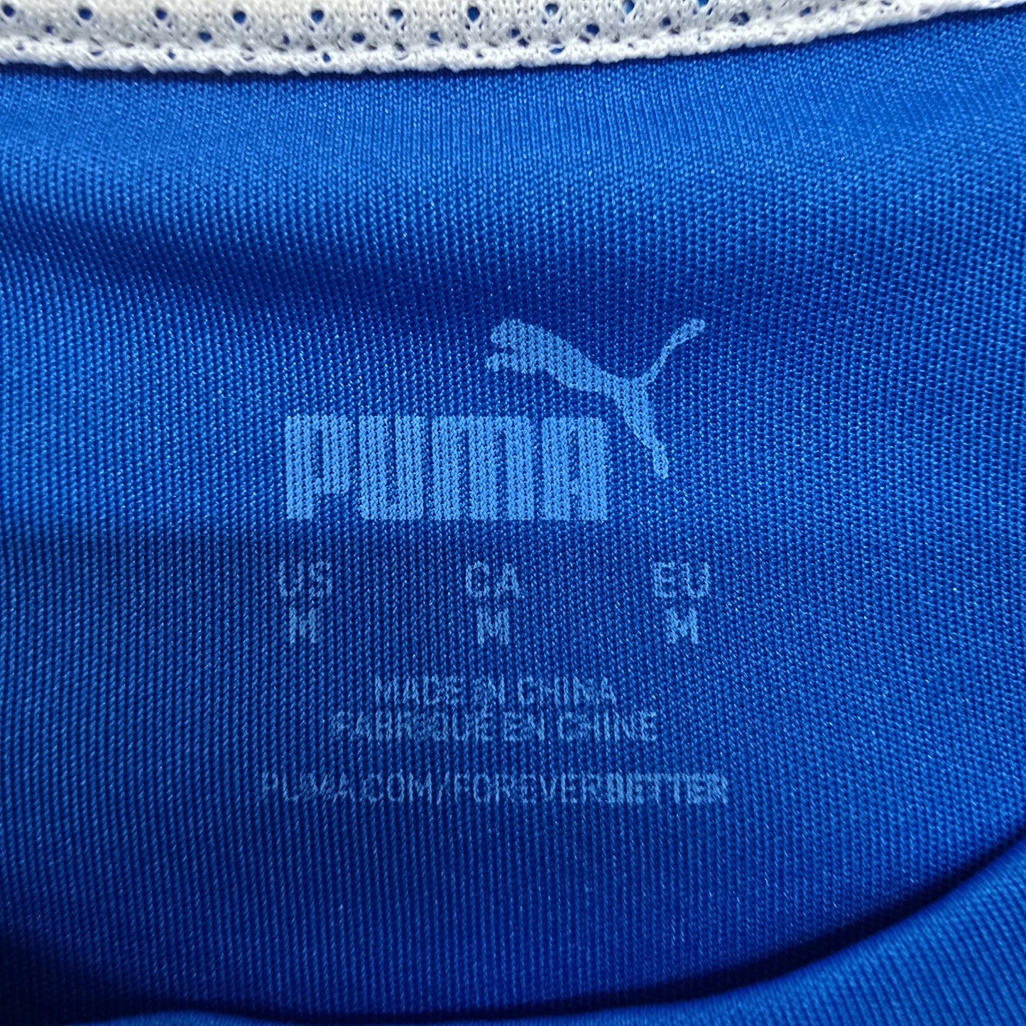 PUMA Men's Blue Soccer Jersey Slim Fit Mesh Short Sleeve