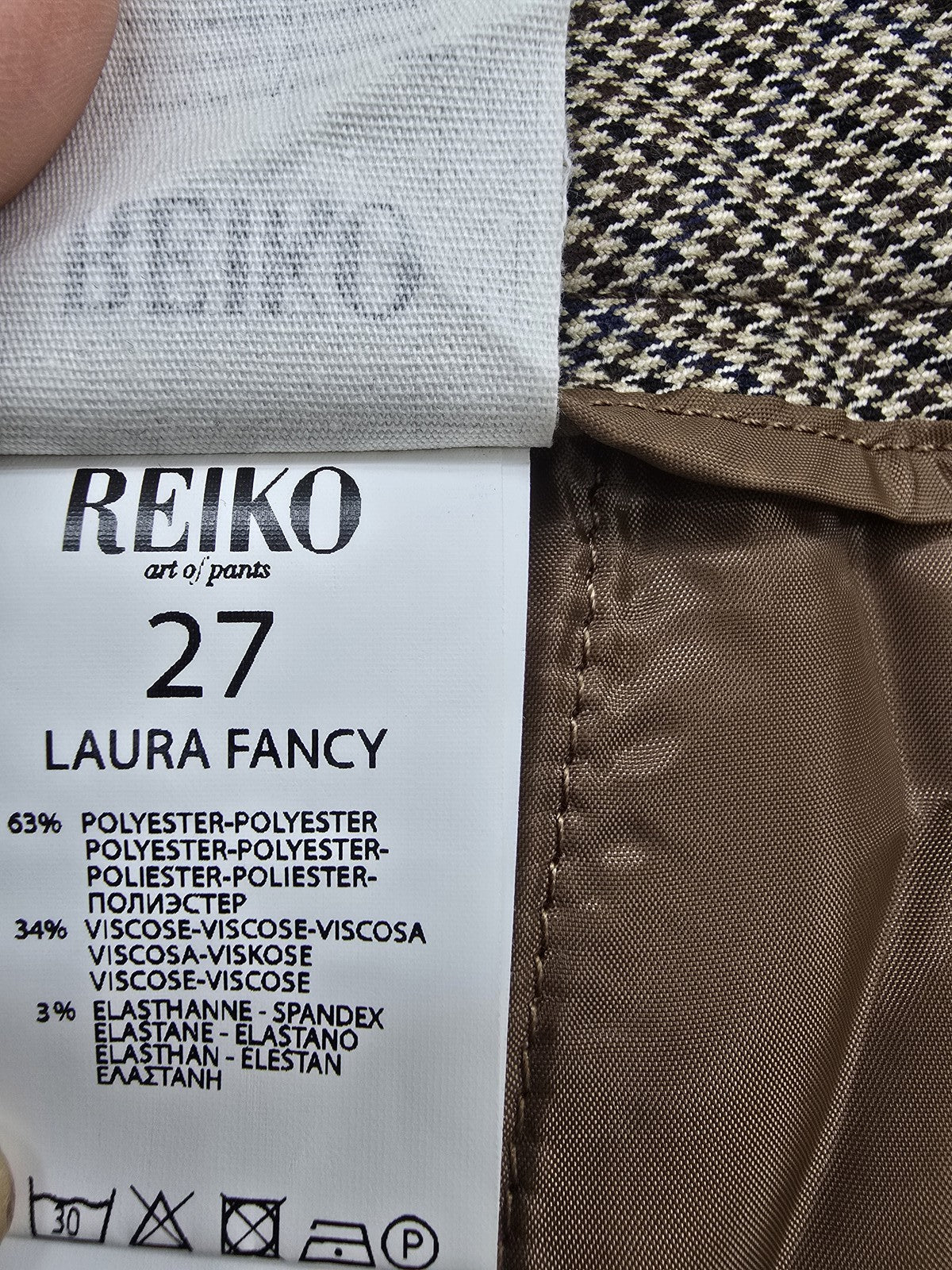 Reiko Laura Fancy Grey Houndstooth Cigarette Pants Sz 27 Women NWT