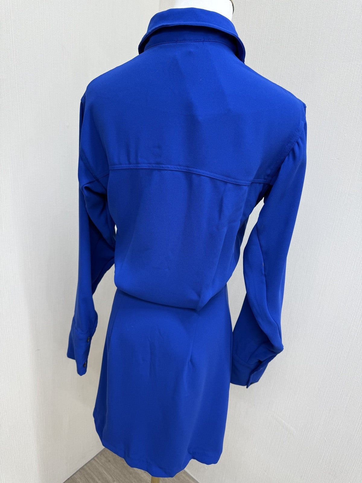 Reserved Blue Long Sleeve XS Button Shirt Dress Classic Collar Poland