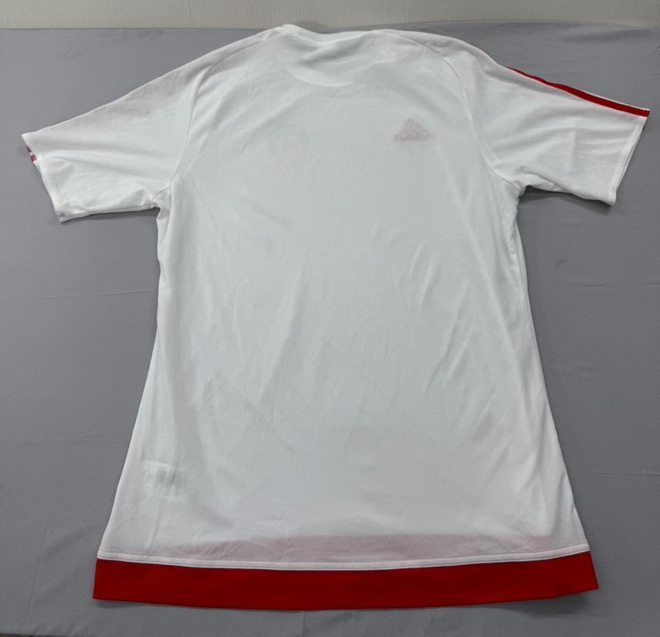 Adidas Men's White Soccer Jersey Short Sleeve Stripe L