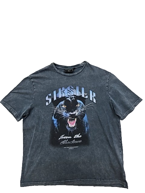 SikSilk Men's T-Shirt – Size S, Charcoal Oversized Brand Department, Oversized