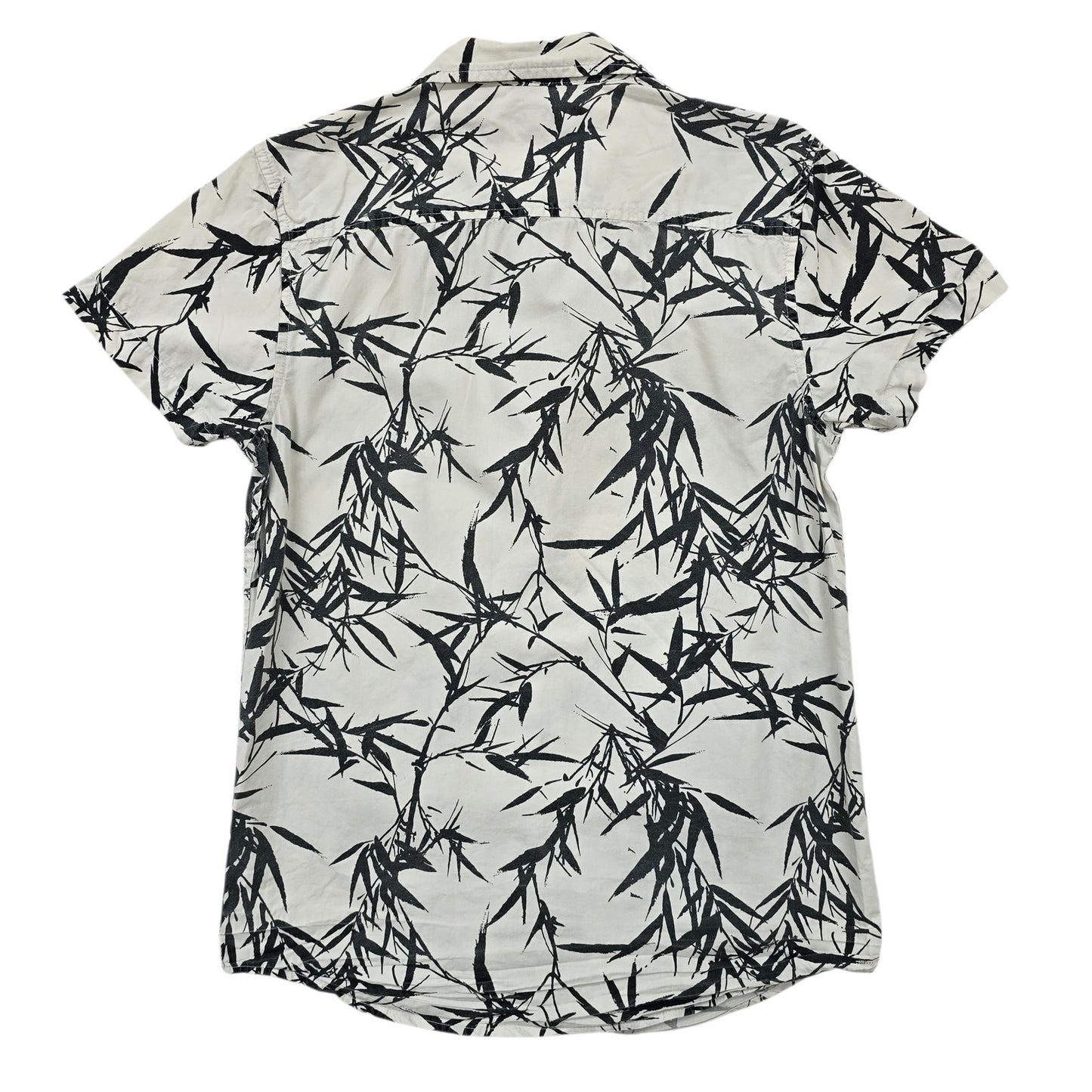 Primark Women's Cream Botanical Print Button-Up Shirt Size S Short Sleeve