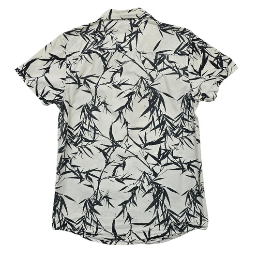 Primark Women's Cream Botanical Print Button-Up Shirt Size S Short Sleeve