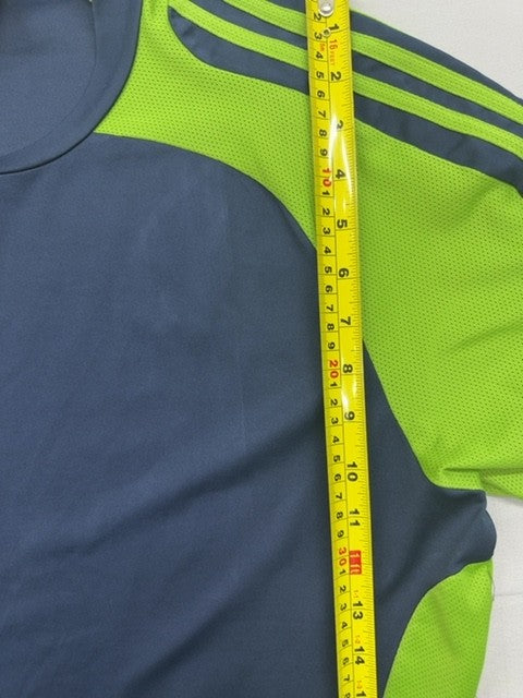 Adidas Men's XL Navy Green Striped Soccer Jersey Short Sleeve