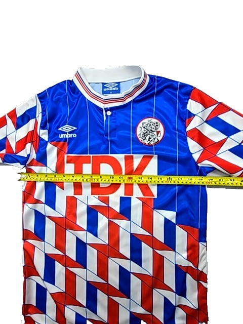 Umbro Blue Red White Geometric Collared Jersey Short Sleeve M