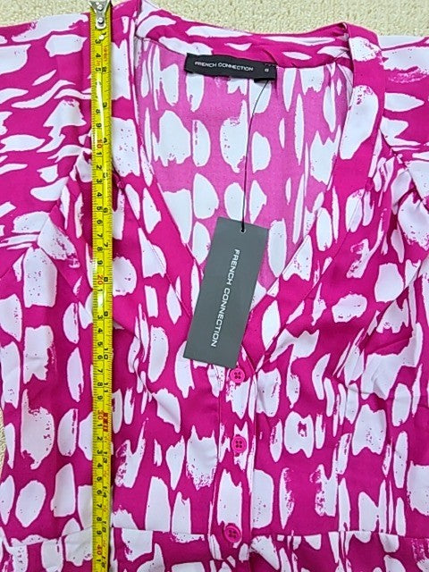 French Connection Pink Polka Dot Wrap Midi Dress Size B