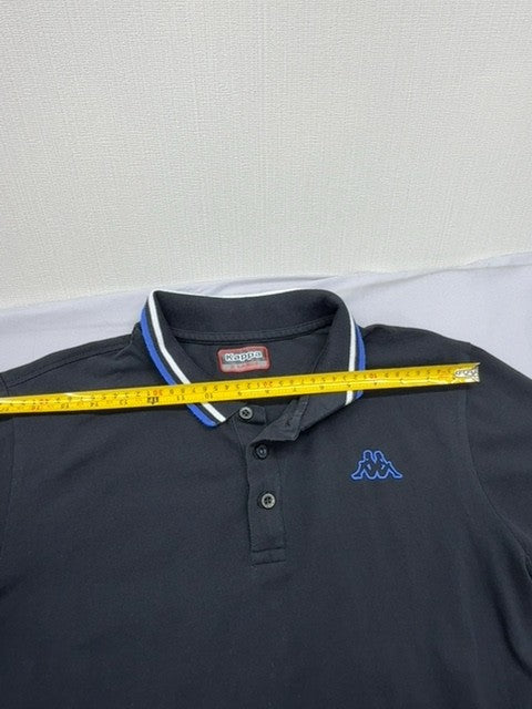 Kappa Men's Gray Polo Shirt XL Short Sleeve Blue Trim Logo Casual