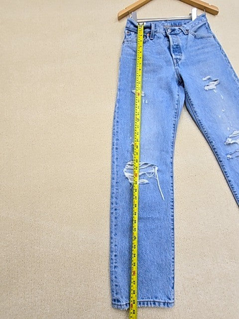 Levi's Men's 501 Light Blue Distressed Jeans W25 L32 Vintage