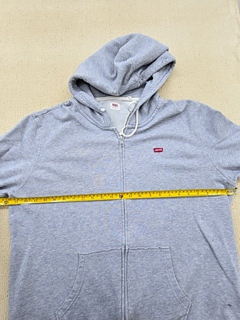 Levi's Unisex L Grey Full Zip Fleece Hoodie Relaxed Fit