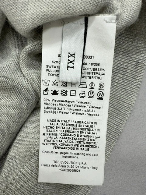Trussardi Jeans Unisex XXL Gray Viscose Knit Crew Neck Sweater Italy