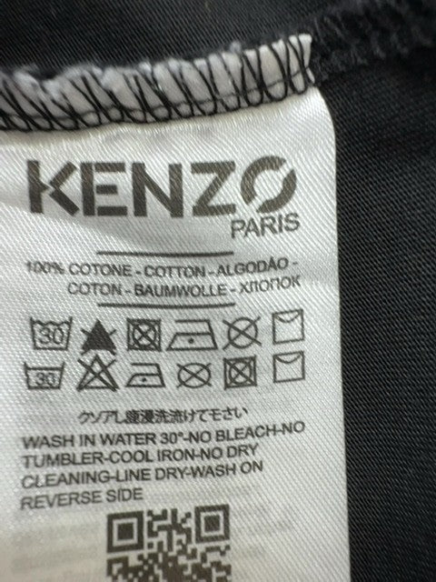 KENZO Men Black Logo Graphic T-Shirt Size L Regular Jersey Crew Neck