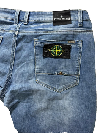 Stone Island Men's Distressed Ripped Jeans Blue Denim Slim Fit
