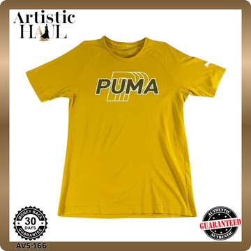 Puma Men's Yellow Logo T-Shirt Size S Short Sleeve Crew Neck