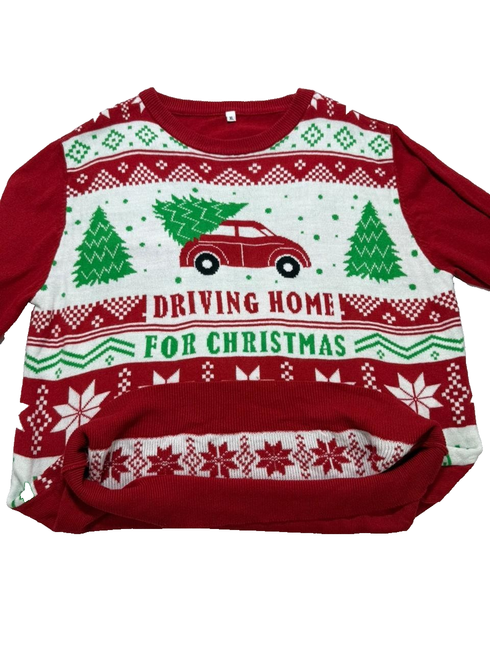 Driving Home For Christmas Holiday Sweater Pullover Long Sleeve Size XL