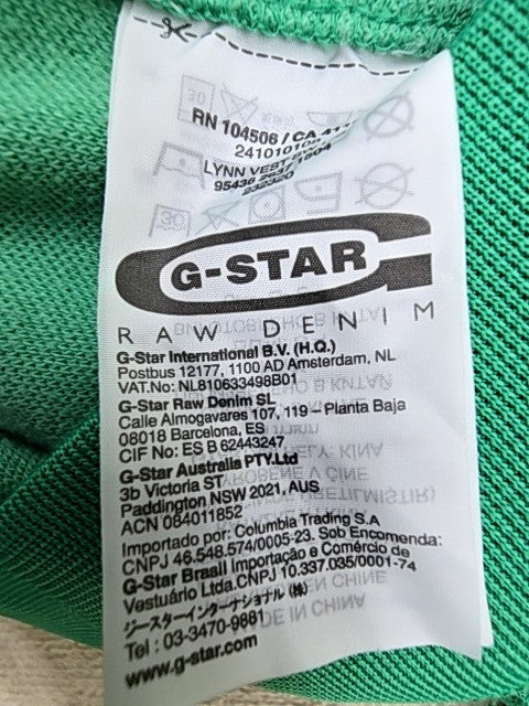 G-Star Men's Green Cotton Track Jacket Size S Ribbed Cuffs
