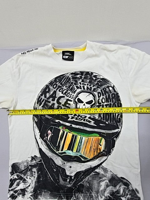 No Fear Men's White Motocross T-Shirt XL Short Sleeve Crewneck