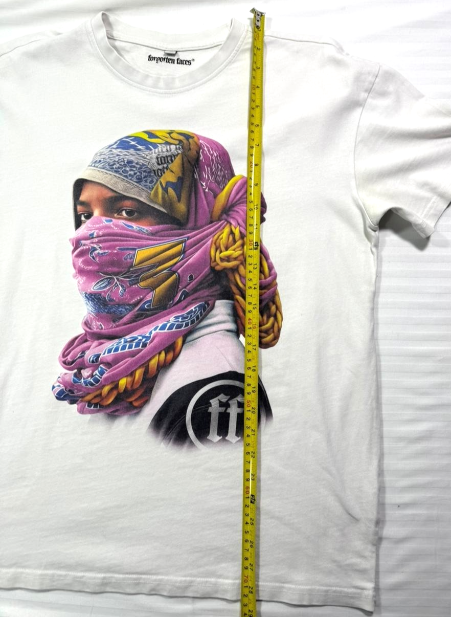 Men's T-Shirt Short-Sleeve Forgotten Faces Rider Oversized Tee White - Size S