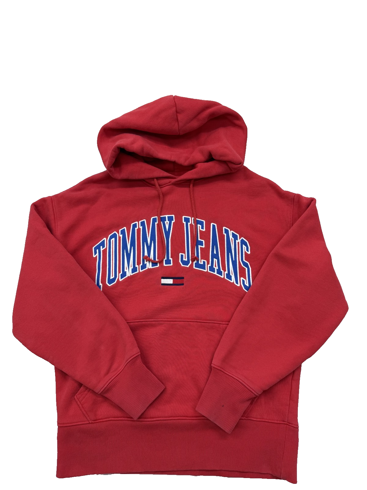Tommy Jeans Men's Red Pullover Hoodie S French Terry Long Sleeve