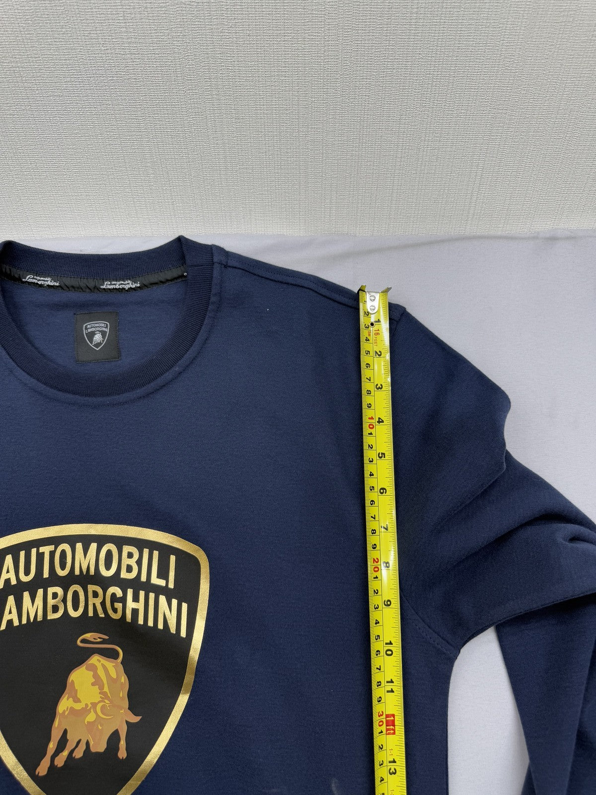 Lamborghini Navy Crewneck Sweatshirt S Men Cotton Long Sleeve