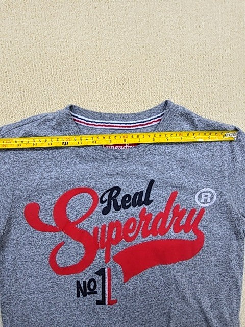 Superdry Men's Grey Cotton T-Shirt M Short Sleeve Crew Neck Japan