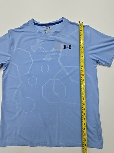 Under Armour Men Light Blue HeatGear T-Shirt 3XL Graphic Logo Regular Fit