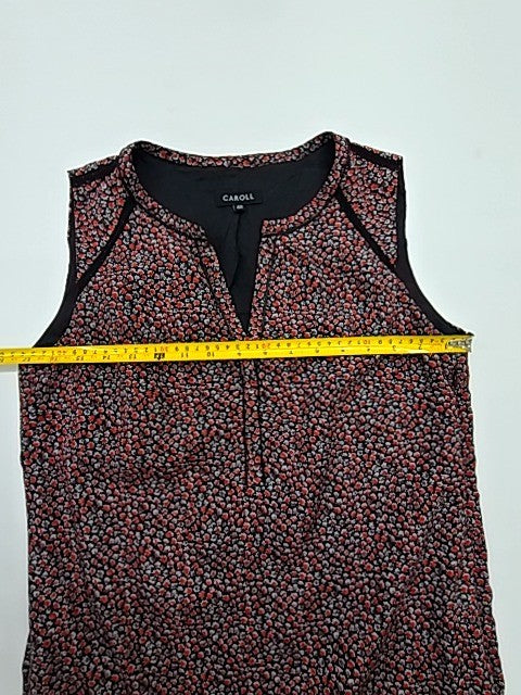 Caroll Women's Burgundy Animal Print Midi Shift Dress Size 40