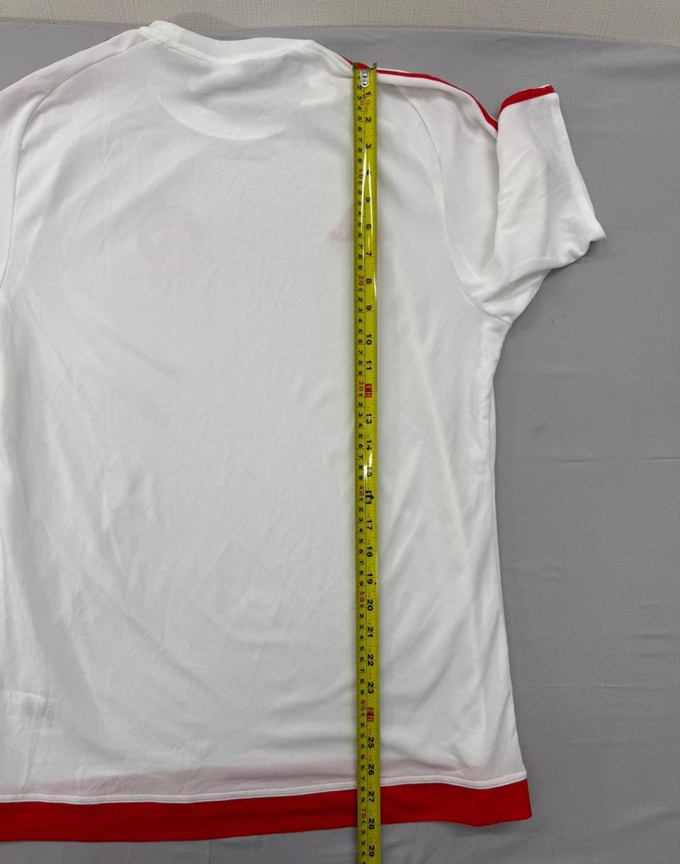 Adidas Men's White Soccer Jersey Short Sleeve Stripe L