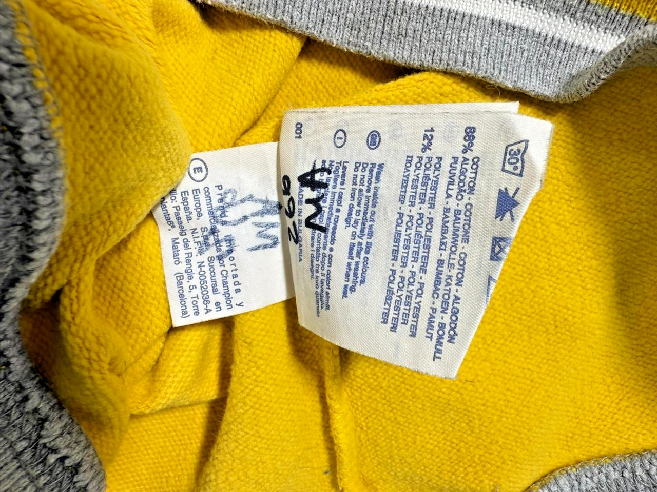 Champion Yellow Reverse Weave Drop Shoulder Pullover Men's Hoodie - Size S