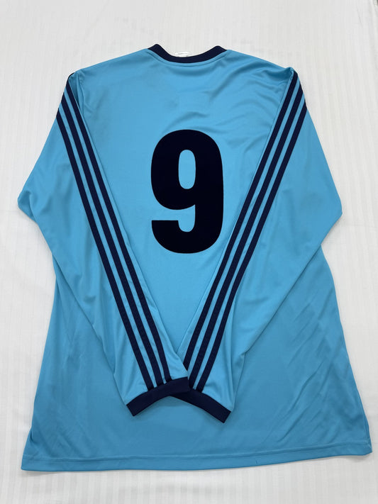 Vintage Adidas Men's Blue Jersey – Size L, Sky sky Sky One-off, Striped