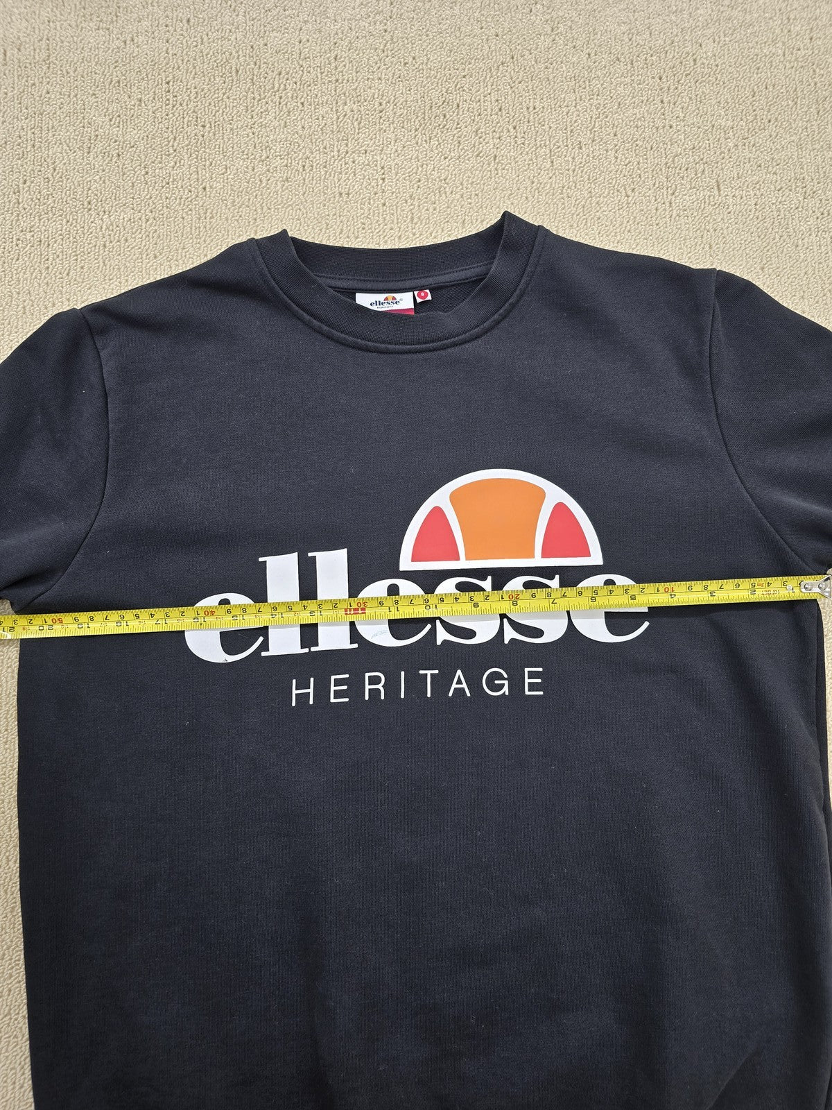 Ellesse Men's Navy Heritage Graphic Sweatshirt S Cotton Blend Crew Neck