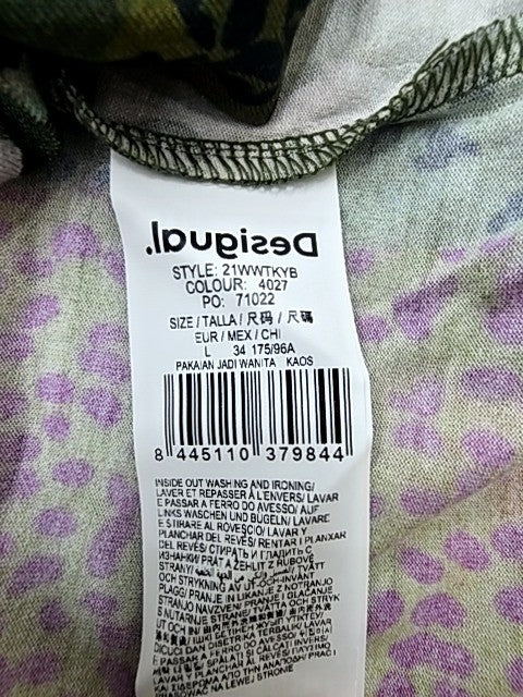 Desigual Women's L Leopard Print Puffed Sleeve Blouse Multicolor