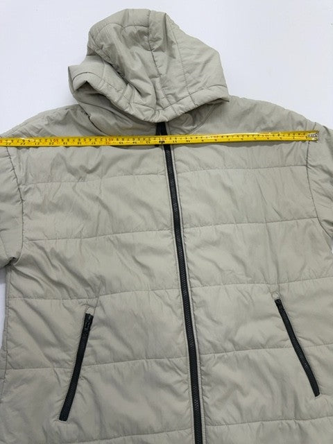Nike Boys Light Gray Hooded Puffer Jacket Size M Full Zip Quilted Medium Warmth