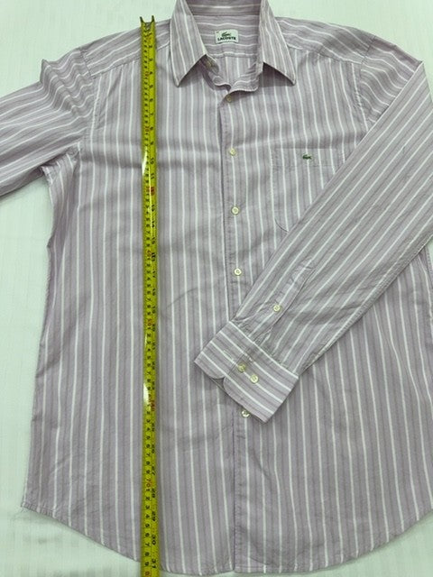 Lacoste Men's Gray Striped Cotton Button-Down Size 42 Vintage