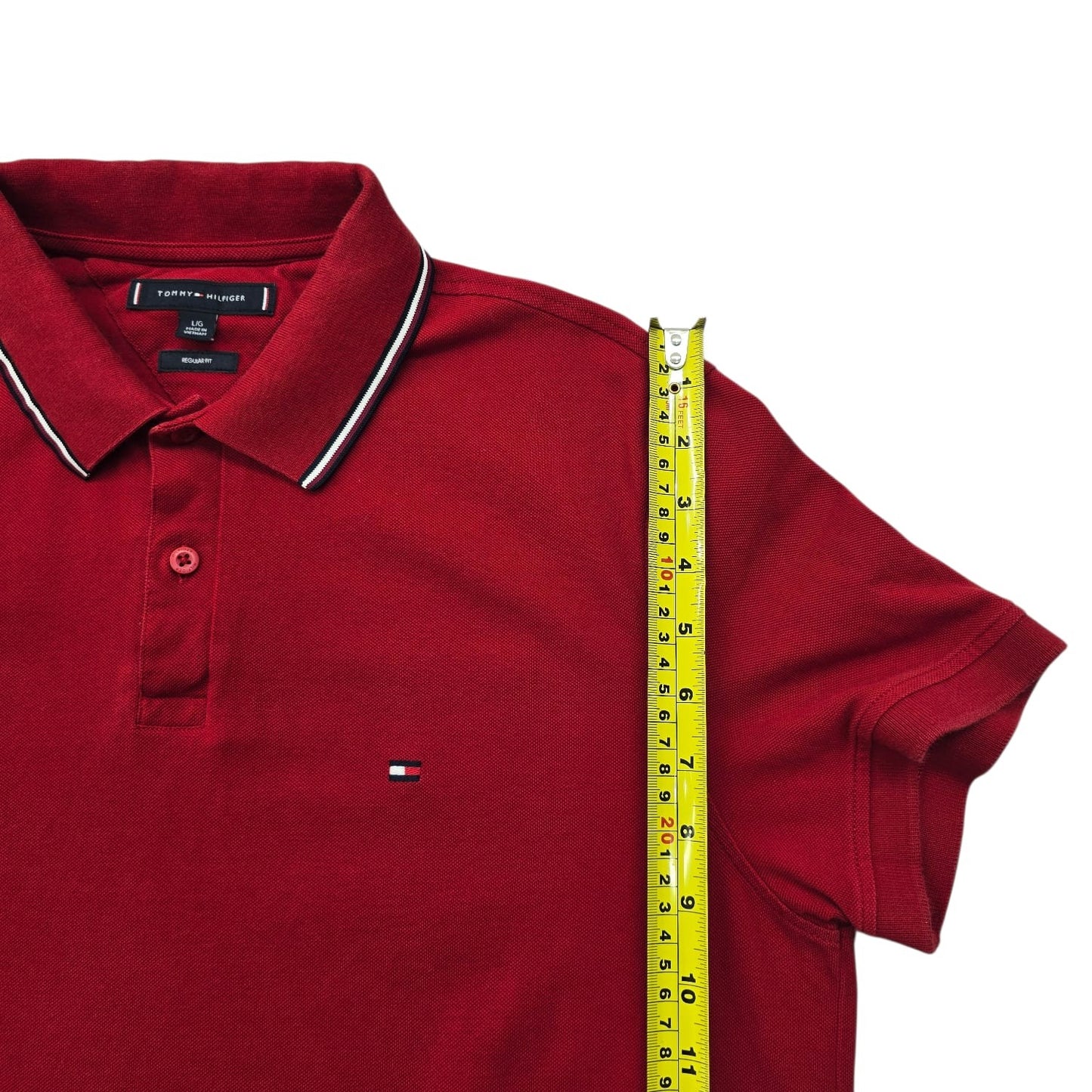 Tommy Hilfiger Men's Red Tipped Collar Polo Shirt Size L/G