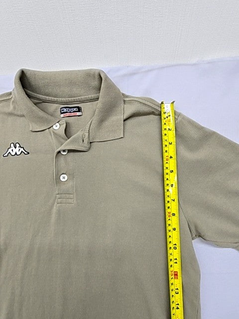 Kappa Khaki Men's Medium Polo Short Sleeve Button Collar Pique