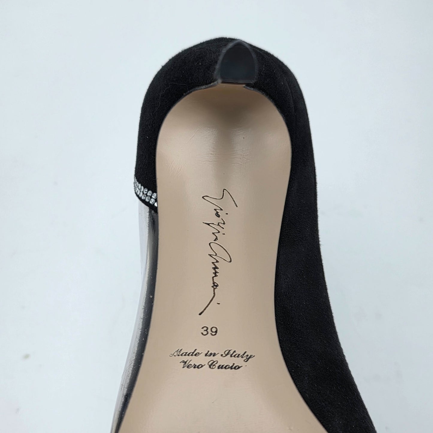 Giorgio Armani Asymmetric Strass Pumps in Suede & PVC Size 39 (Display Piece)