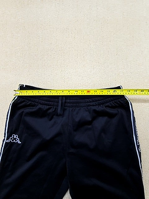 Kappa Men's Black Track Pants XXL Tapered Drawstring 100% Polyester