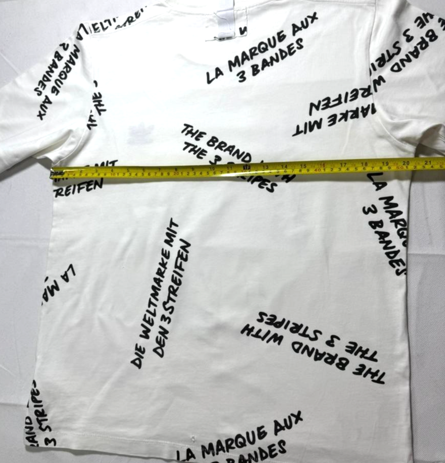 Adidas Men's White Print Solid Crewneck Short Sleeve T-Shirt - Size XS