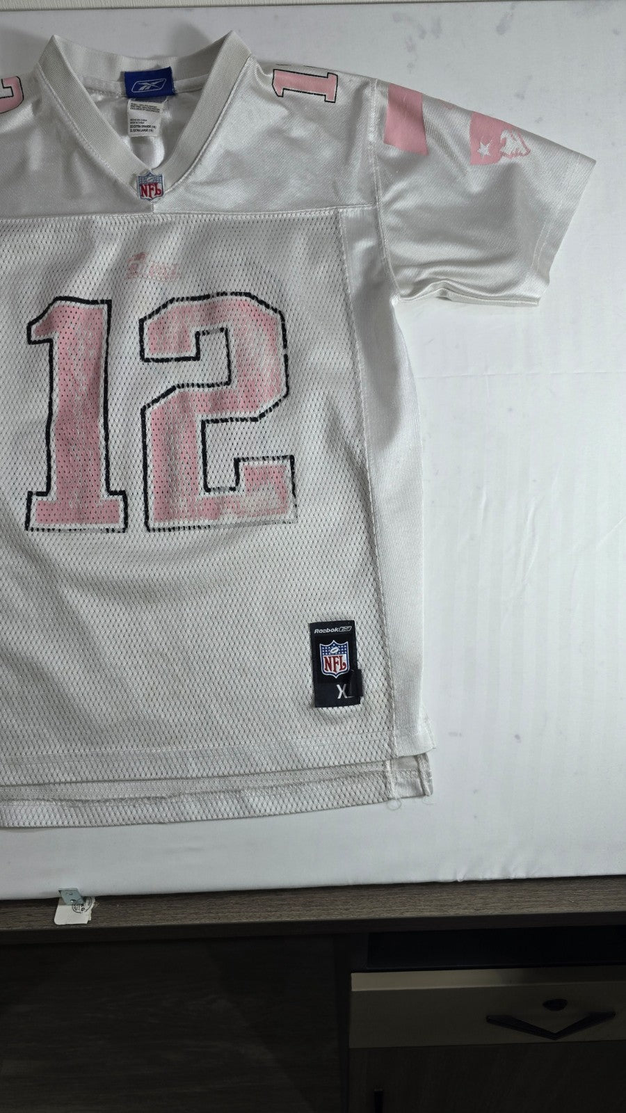 Reebok NFL Jersey Men's XL White Pink Mesh Football Shirt #12