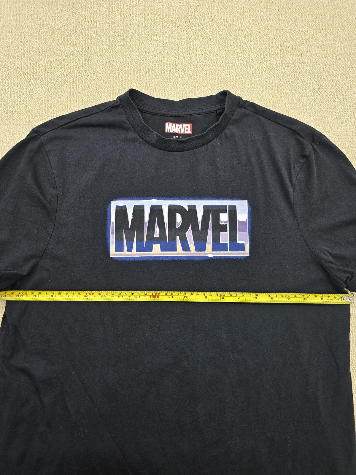 Primark Marvel Black Cotton T-Shirt XL Men Short Sleeve Logo Crew