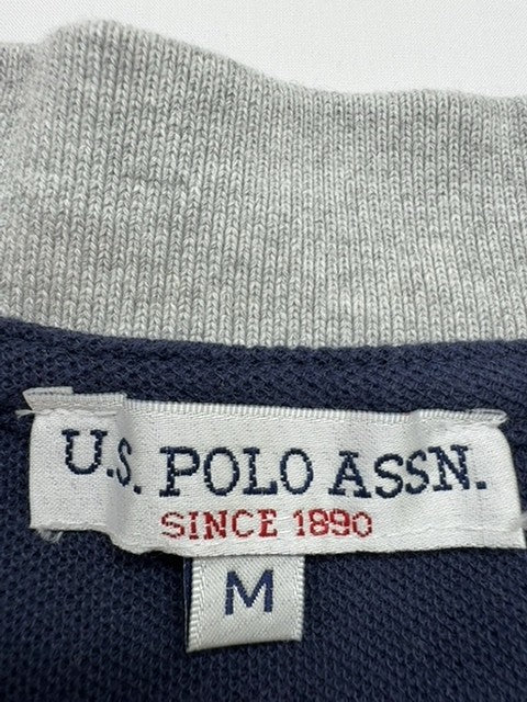 U.S. Polo Assn Boys Gray Embroidered Polo Shirt Size M Button Front
