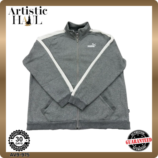 Puma Men's Gray Jacket – Size L, Full Zip