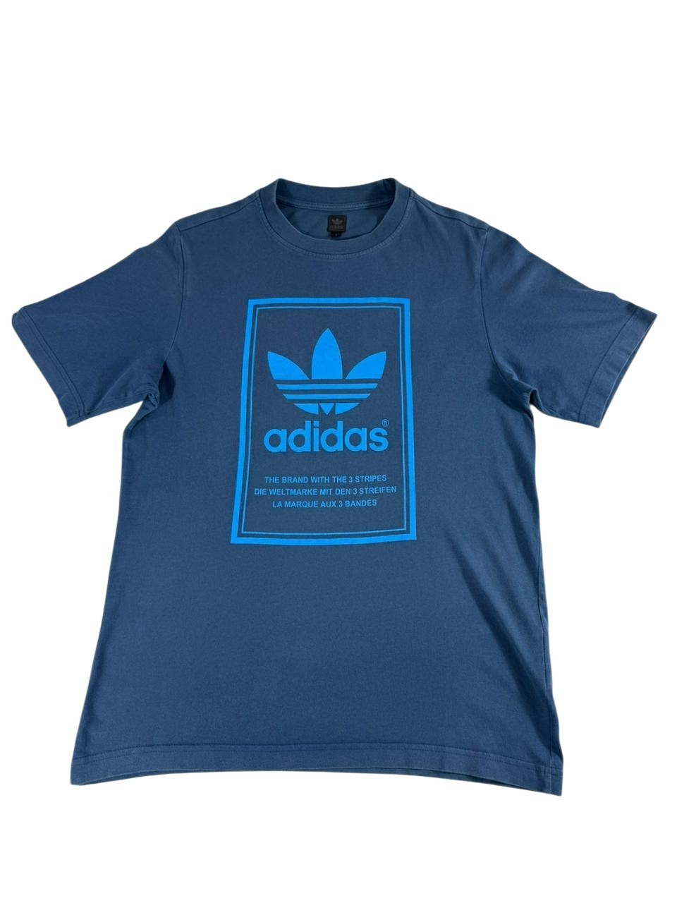 Adidas Originals Trefoil Graphic T Shirt Mens Size Small Blue Short Sleeve