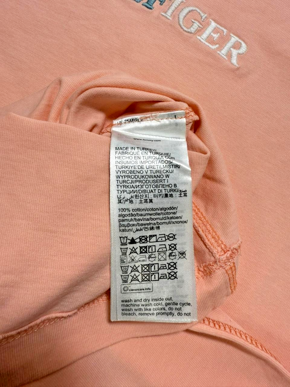 Tommy Hilfiger Peach Logo Regular Fit Cotton T-Shirt Crewneck Short Sleeve XL